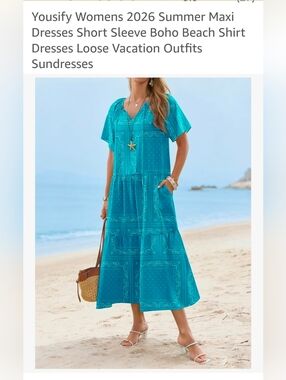Teal Midi Sundress - Women's Boho Beach Dress